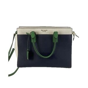 Kate Spade Cameron Street Lottie Saffiano Leather Satchel-Navy, Green & White